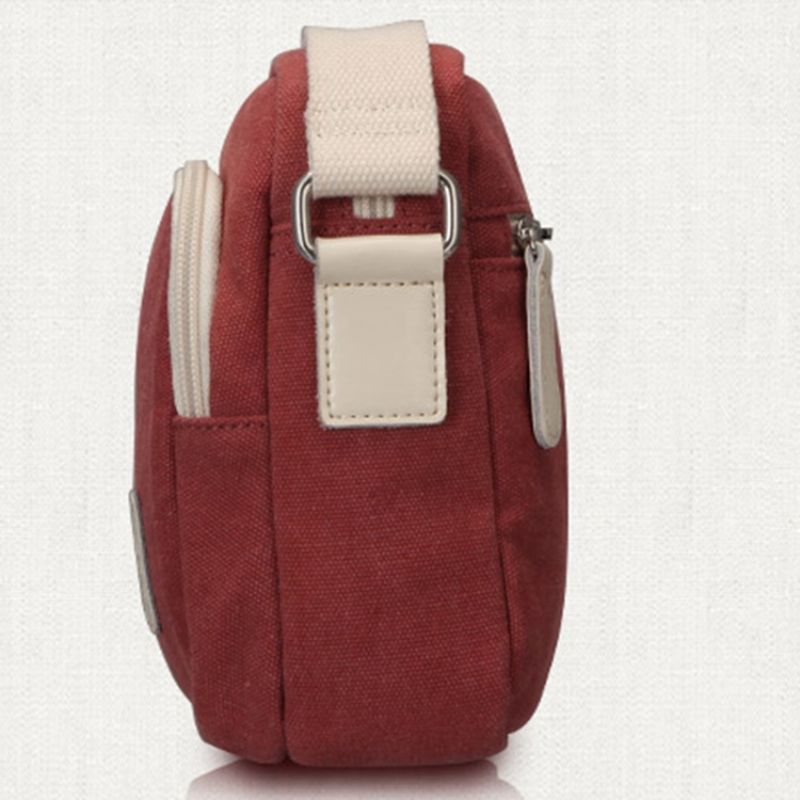 Simpel Vintage Lærreds Crossbody Taske