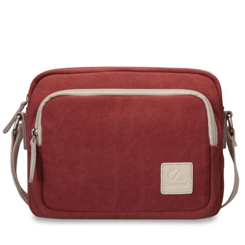 Simpel Vintage Lærreds Crossbody Taske