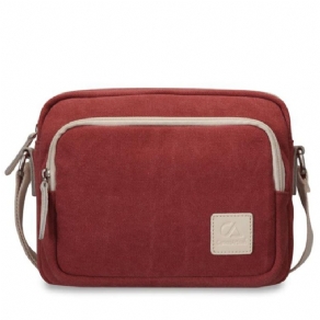 Simpel Vintage Lærreds Crossbody Taske