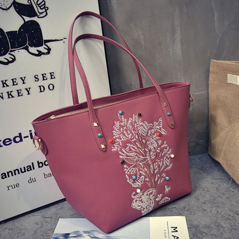 Totebag Med Blomsterbroderi I Koreansk Stil