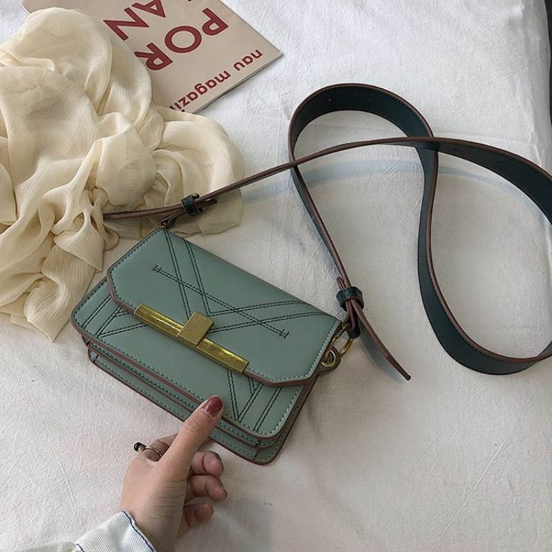 Tråd Pu Rektangel Crossbody Taske