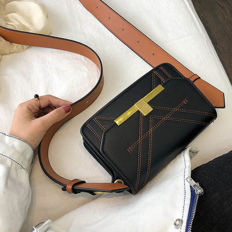 Tråd Pu Rektangel Crossbody Taske