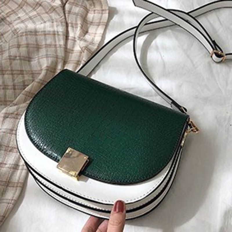 Tråd Pu Sadel Tofarvet Crossbody-Taske