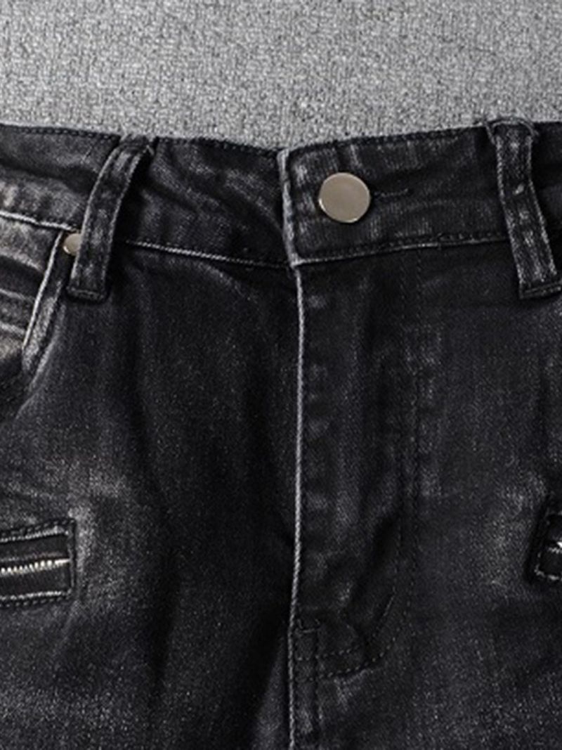 Almindeligt Blyant Bukser Hul Mode Mellemtalje Jeans