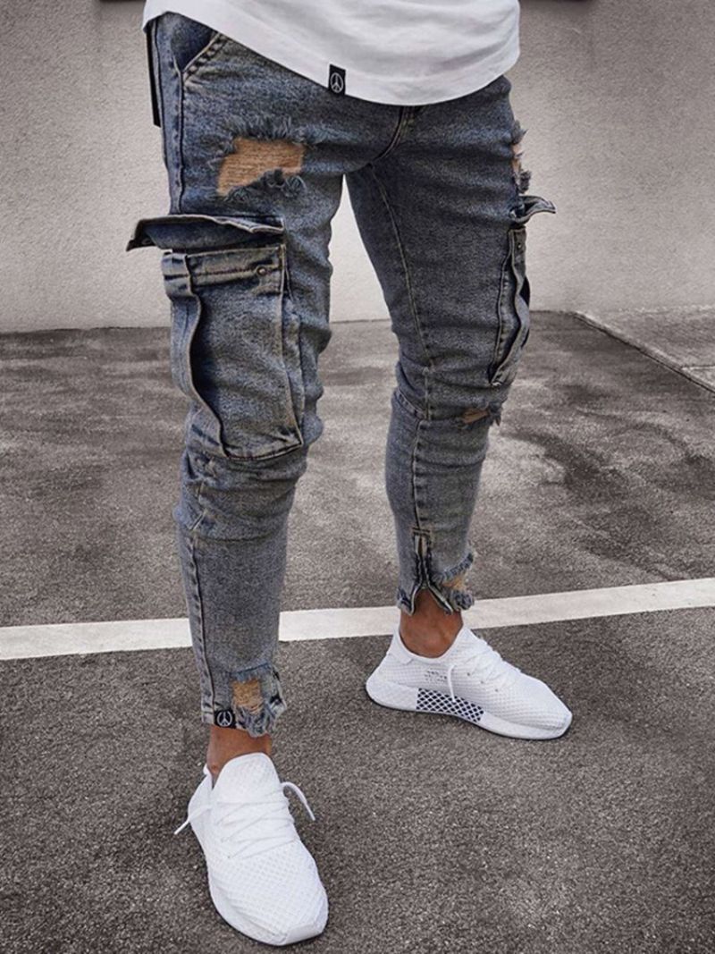 Almindeligt Slidte Pencil Pants European Zipper Jeans