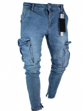 Almindeligt Slidte Pencil Pants European Zipper Jeans