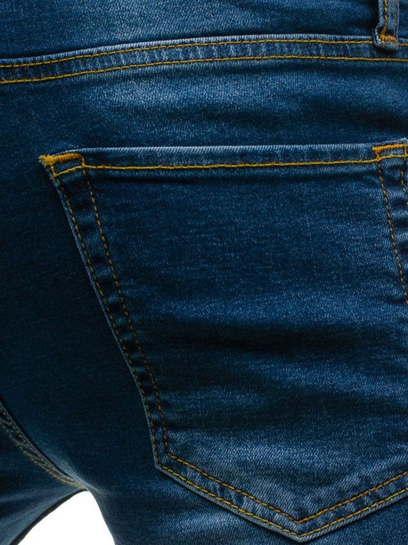 Almindeligt Uelastisk Slidte Mænds Afslappede Rippede Jeans