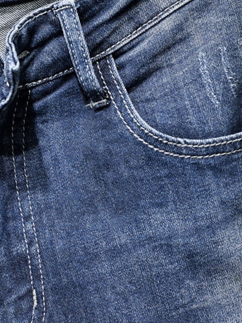 Blyant Bukser Farve Blok Slidte Mid Waist Mænds Mode Jeans