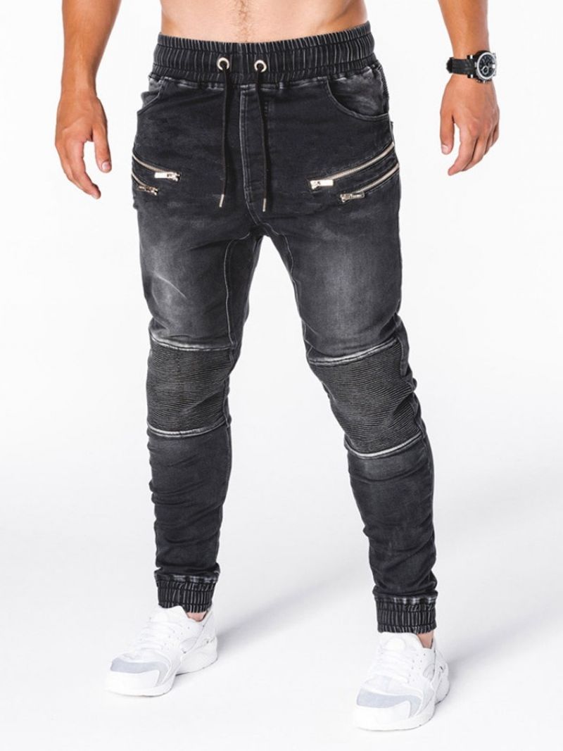 Blyant Bukser Slidt Mid Waist Hip Hop Mænds Jeans