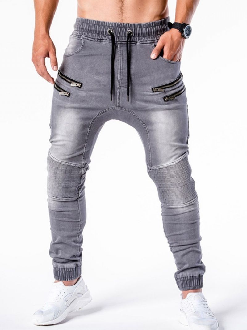 Blyant Bukser Slidt Mid Waist Hip Hop Mænds Jeans