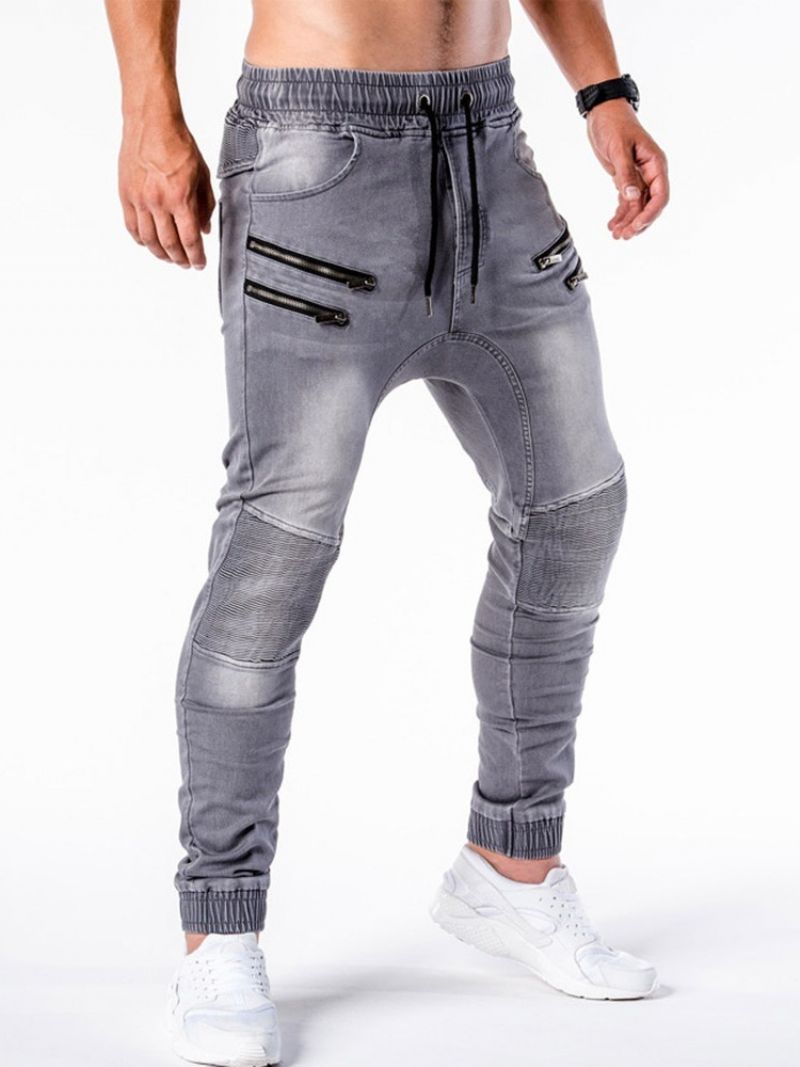 Blyant Bukser Slidt Mid Waist Hip Hop Mænds Jeans