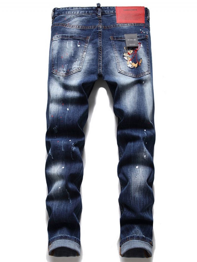 Bogstavlomme Knap Hip Hop Mænds Jeans