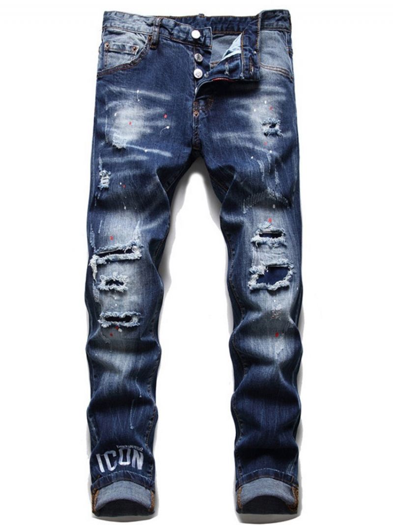 Bogstavlomme Knap Hip Hop Mænds Jeans