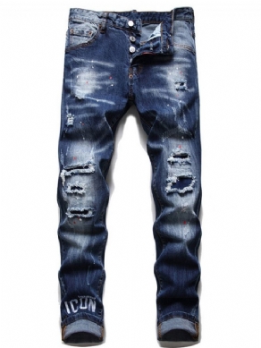 Bogstavlomme Knap Hip Hop Mænds Jeans