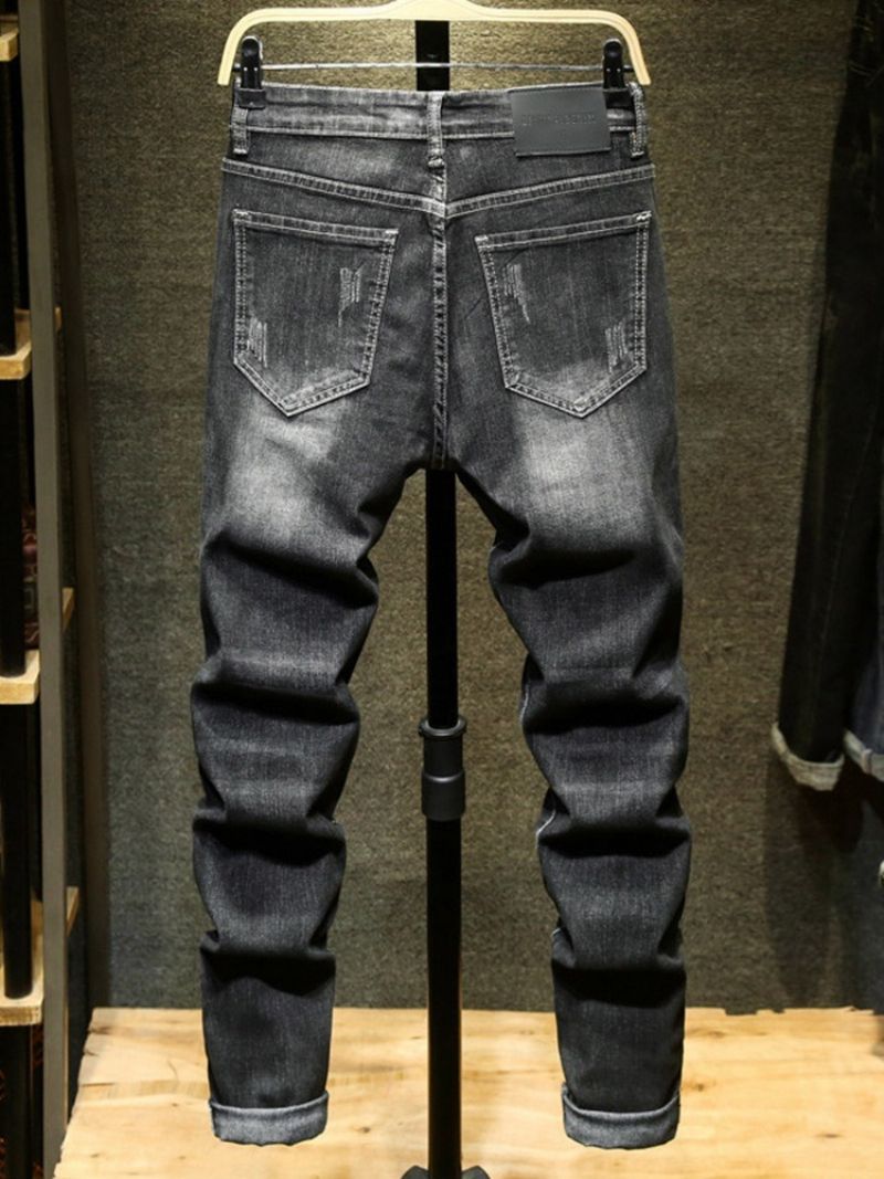 Brev Lomme Lynlås Mid Waist Mænds Jeans