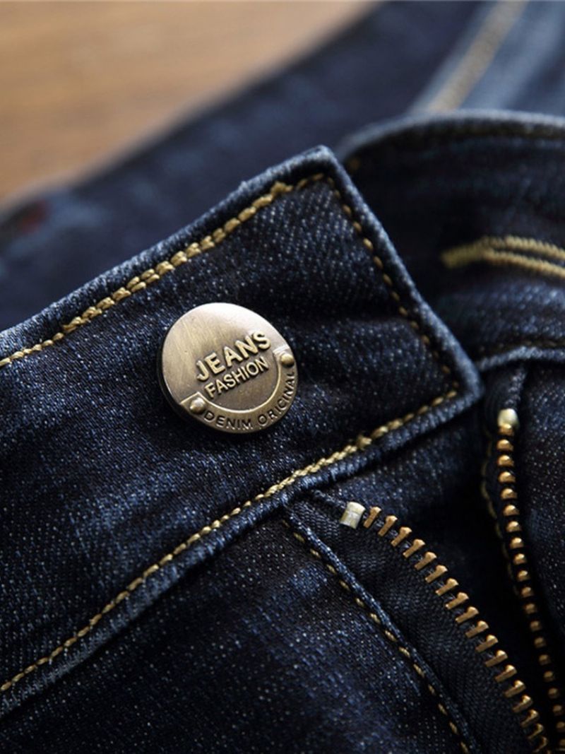 Broderi Farve Blok Lynlås Mode Jeans