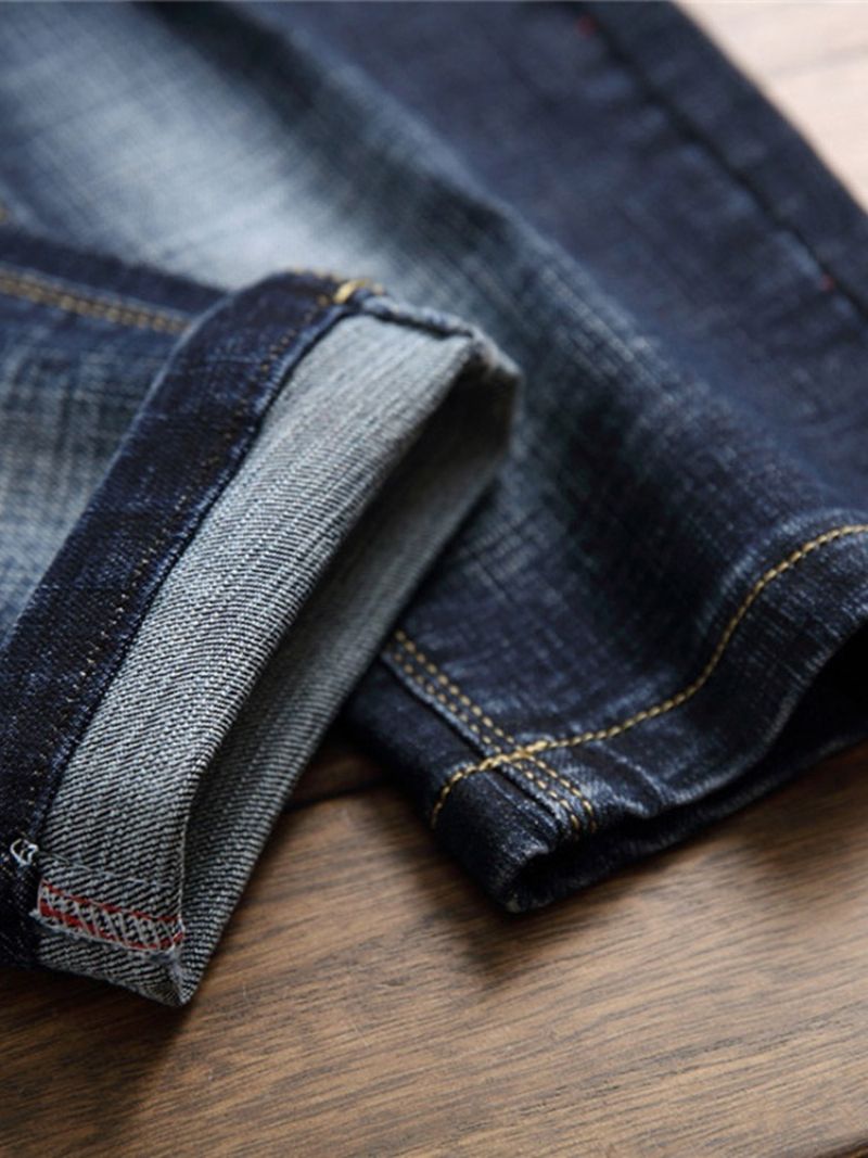 Broderi Farve Blok Lynlås Mode Jeans