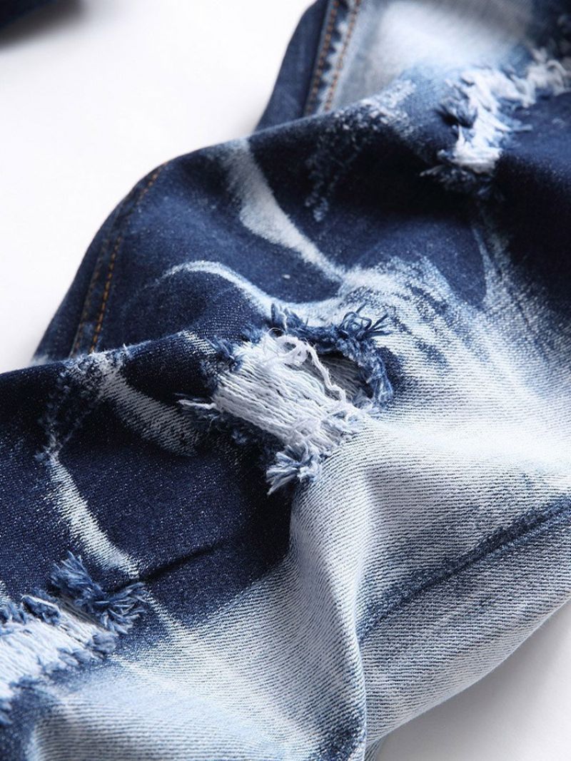 Broderi Lige Casual Jeans Med Mellemtalje