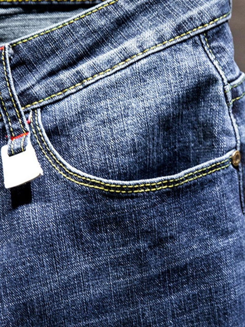 Ensfarvet Pocket Mode Zipper Jeans