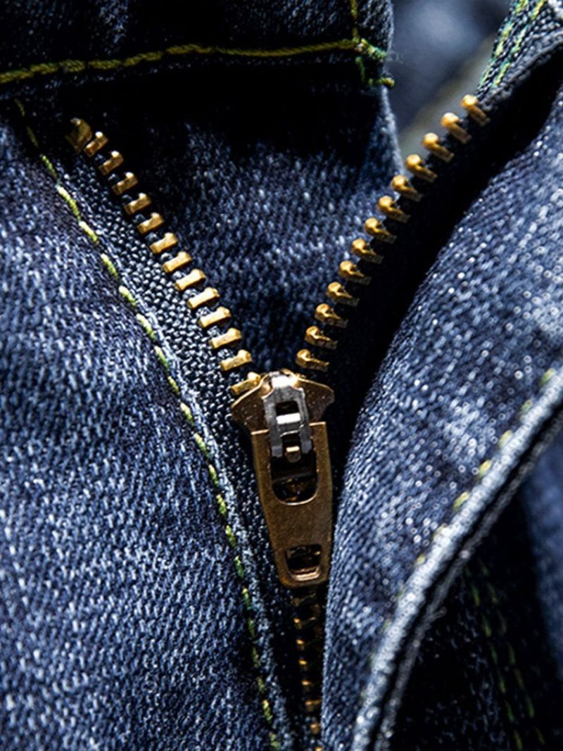 Ensfarvet Pocket Mode Zipper Jeans