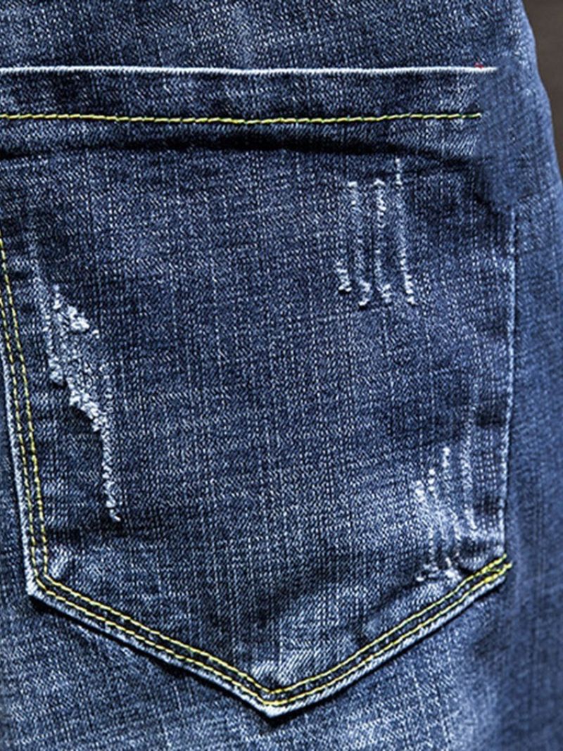 Ensfarvet Pocket Mode Zipper Jeans