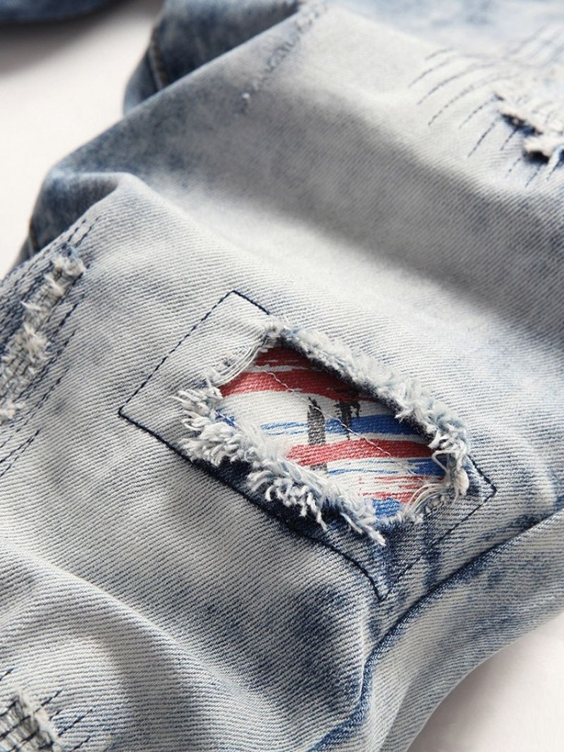 God Kvalitet Slidte Jeans Med Lige Midtalje Lynlås