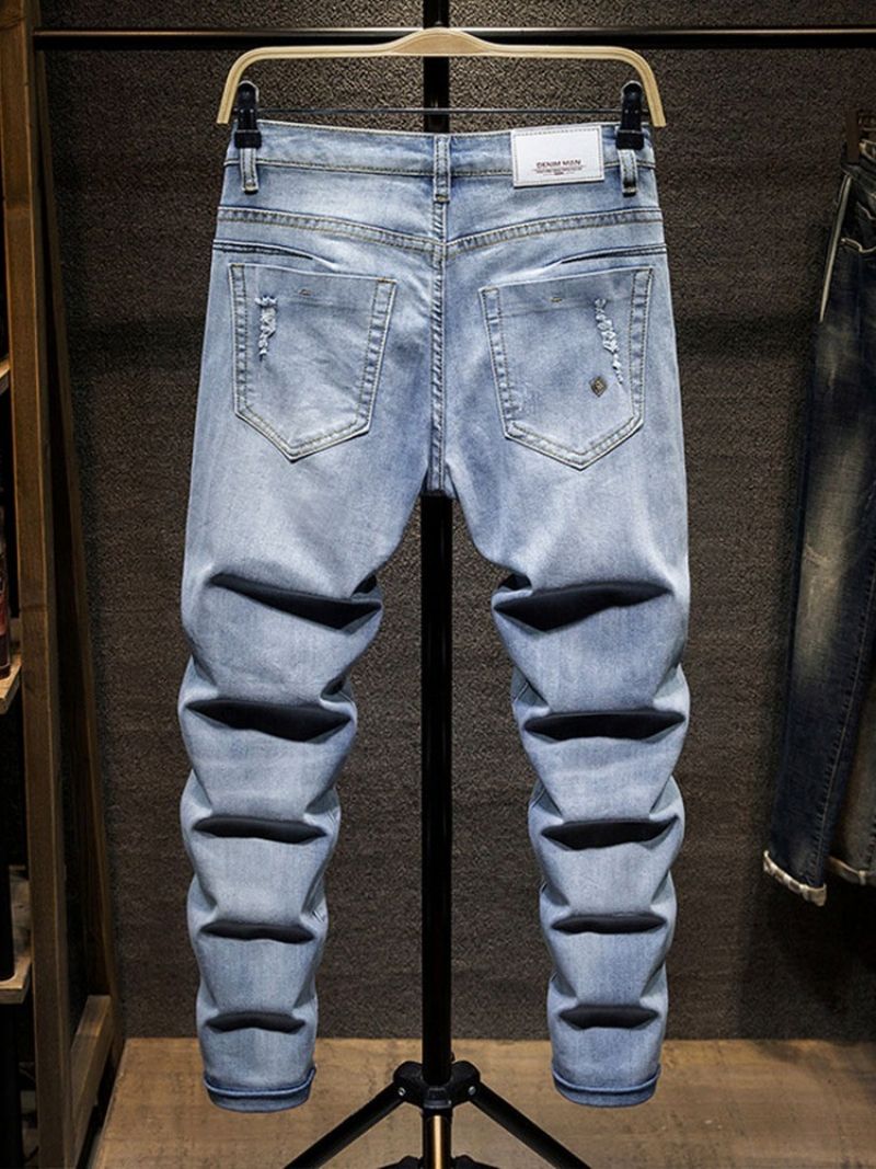 Hole European Mid Waist Casual Jeans