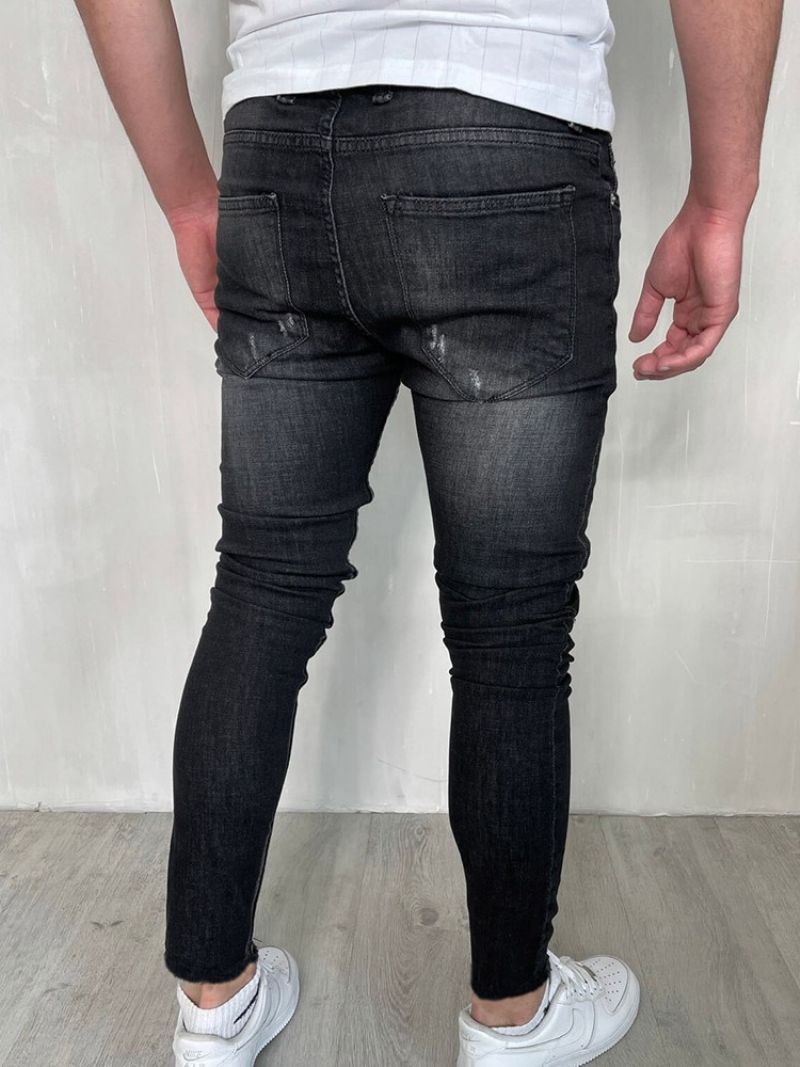 Hul Almindelig Blyantbukser Lynlås Mode Casual Jeans