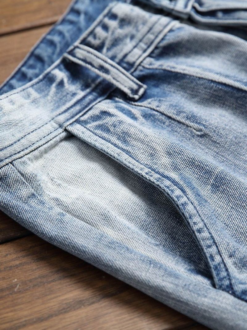 Hul Lige Lynlås Mikroelastiske Mænds Afslappede Jeans