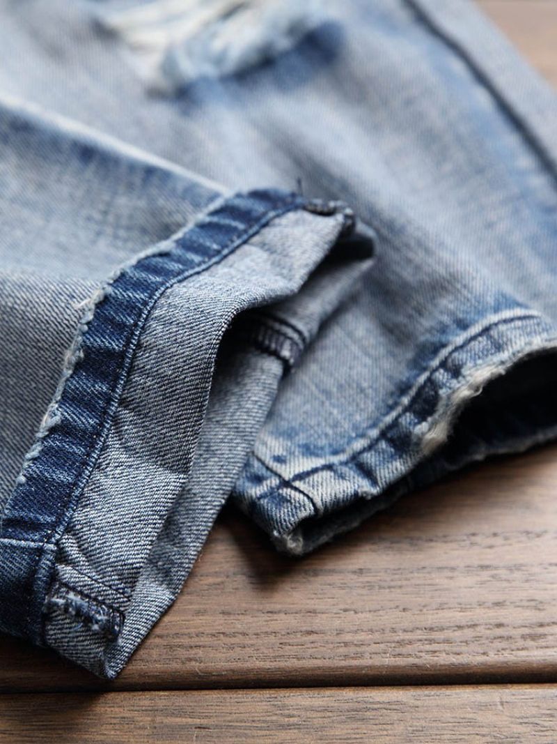 Hul Lige Lynlås Mikroelastiske Mænds Afslappede Jeans