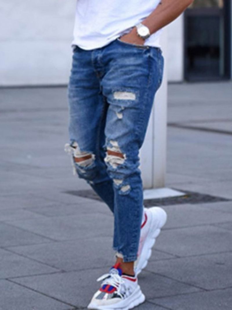 Hul Lynlås Mænds Casual Pencil Jeans