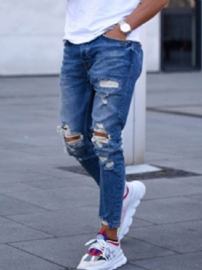 Hul Lynlås Mænds Casual Pencil Jeans