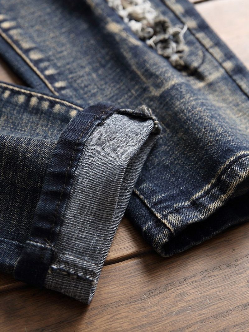 Hul Lynlås Midtalje Slanke Jeans Til Mænd