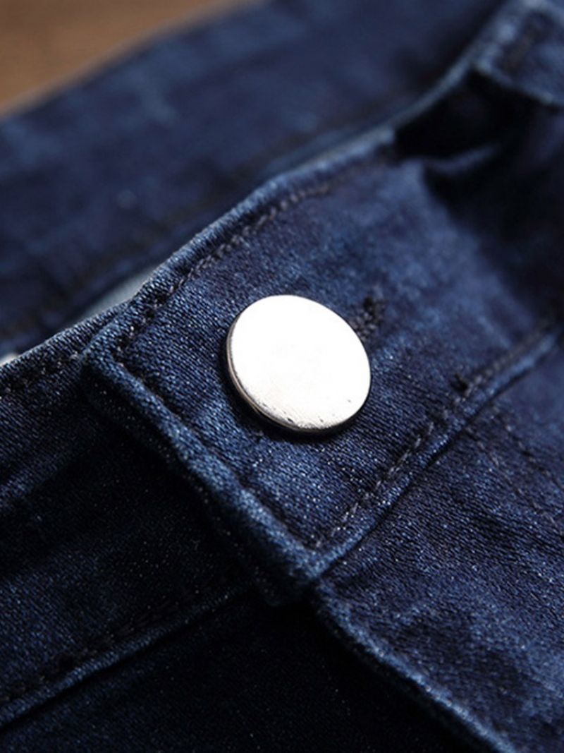 Lige Farveblok Patchwork Mellemtalje Europæiske Mænds Slim Jeans