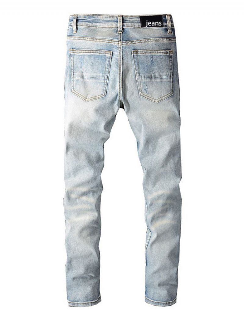 Lige Lynlås Med Hul Mellemtalje Afslappede Jeans