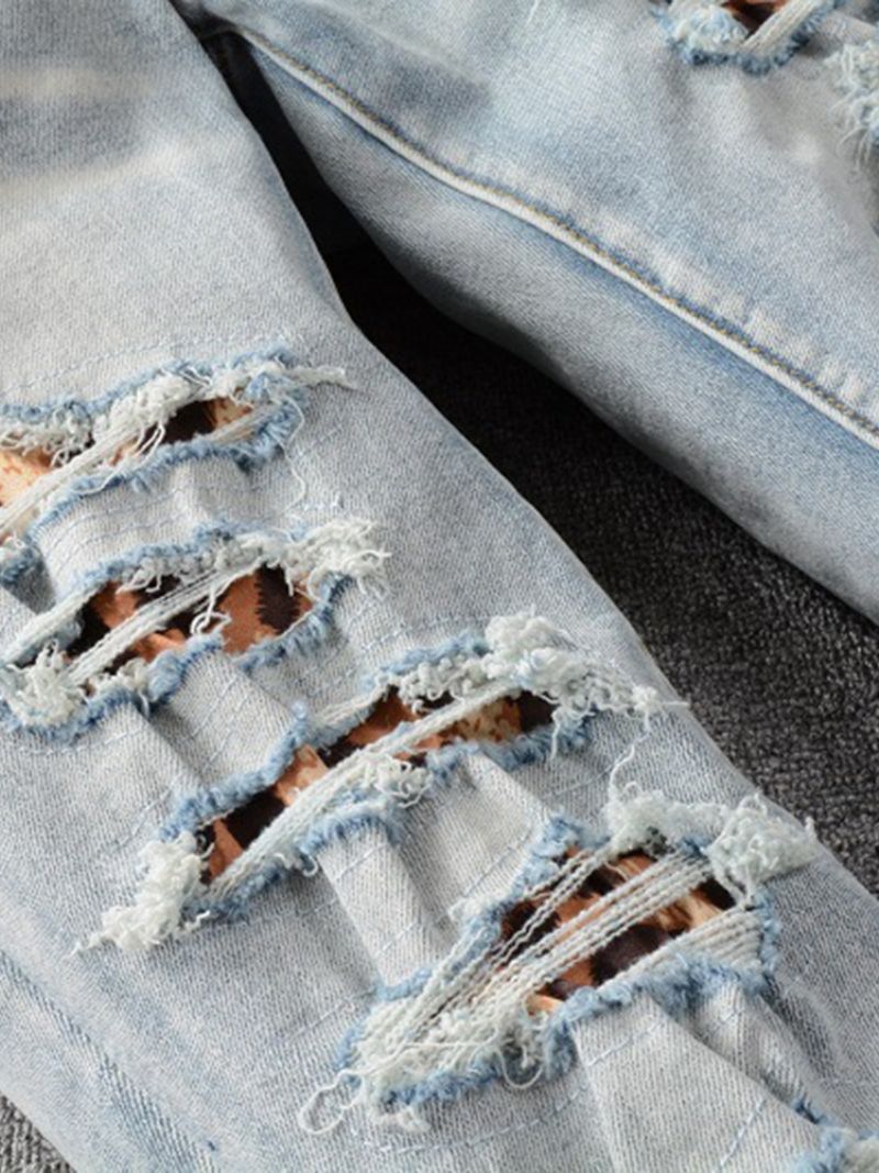 Lige Lynlås Med Hul Mellemtalje Afslappede Jeans