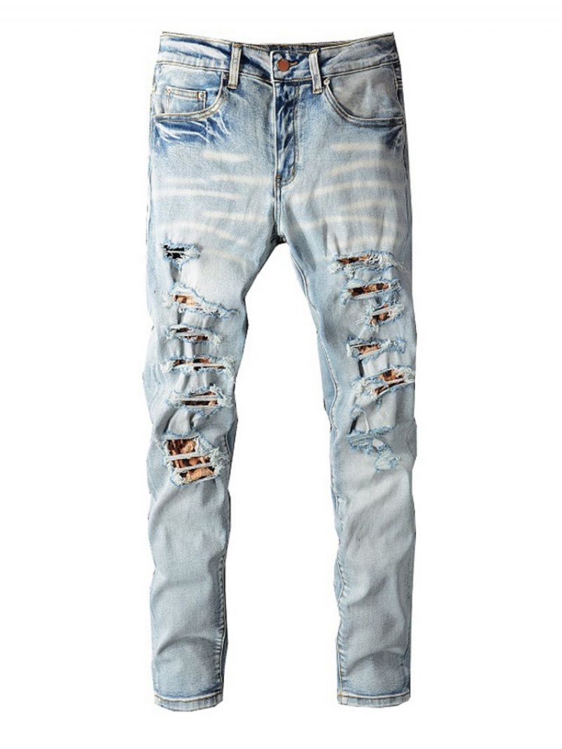 Lige Lynlås Med Hul Mellemtalje Afslappede Jeans