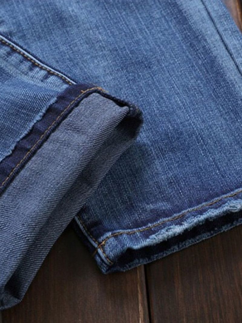 Lige Plisserede Mellemtalje Europæiske Mænds Jeans