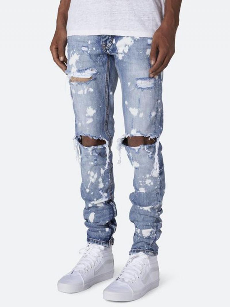 Lynlås Casual Mid Waist Mænds Jeans