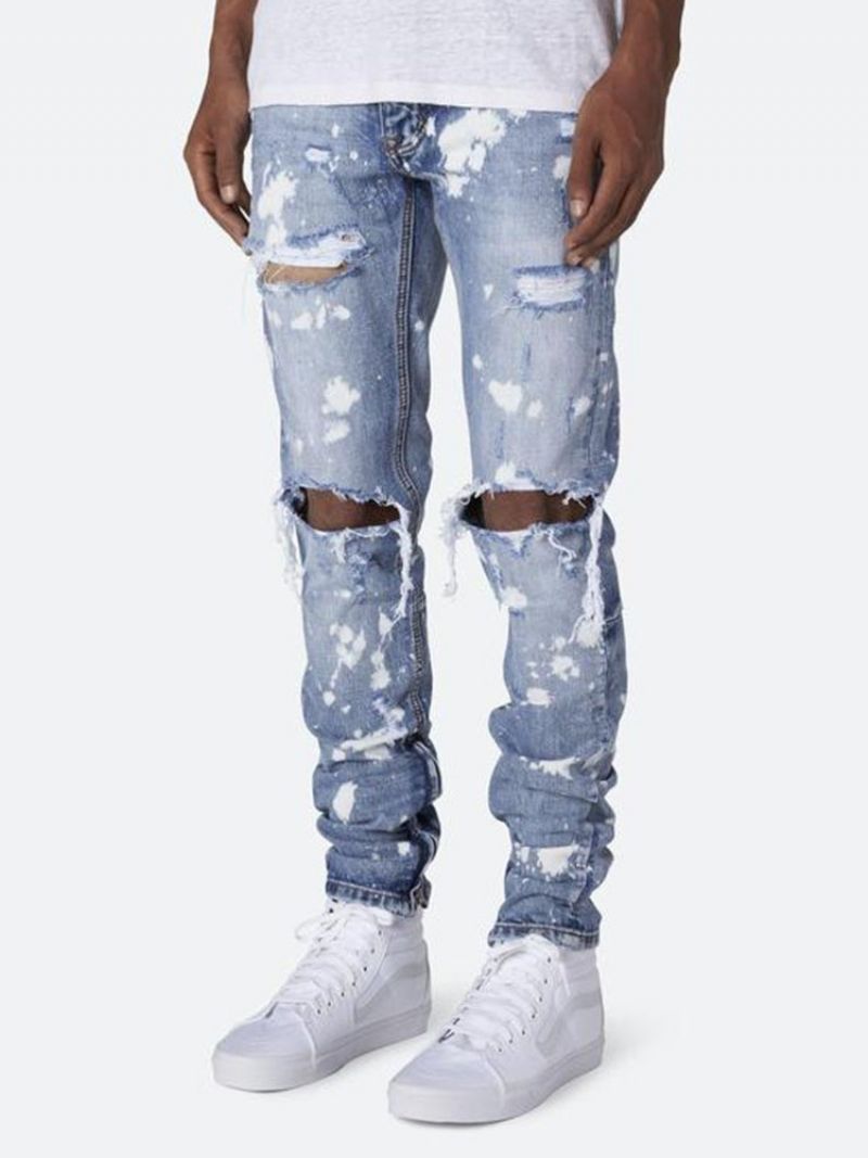 Lynlås Casual Mid Waist Mænds Jeans