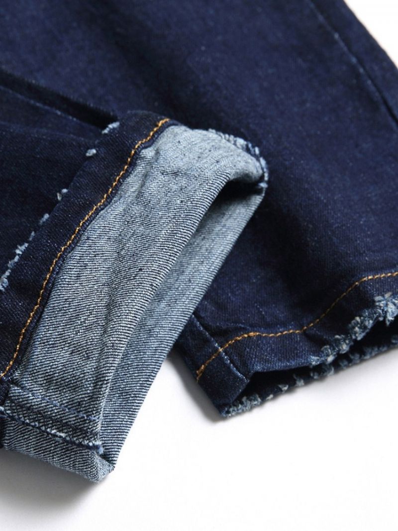 Patchwork Farveblok Lynlås Europæiske Jeans