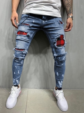 Pencil Bukser Hul Mid Waist Casual European Jeans