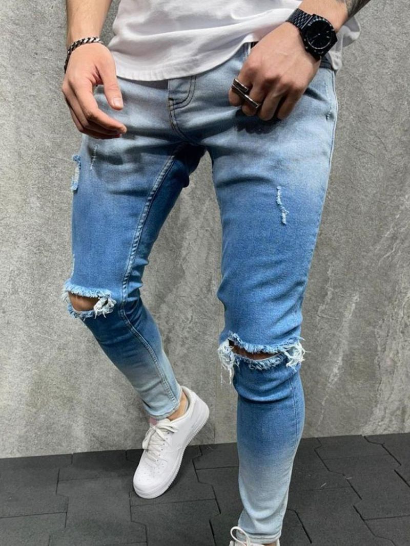 Pencil Pants Gradient Mænds Casual Zipper Jeans