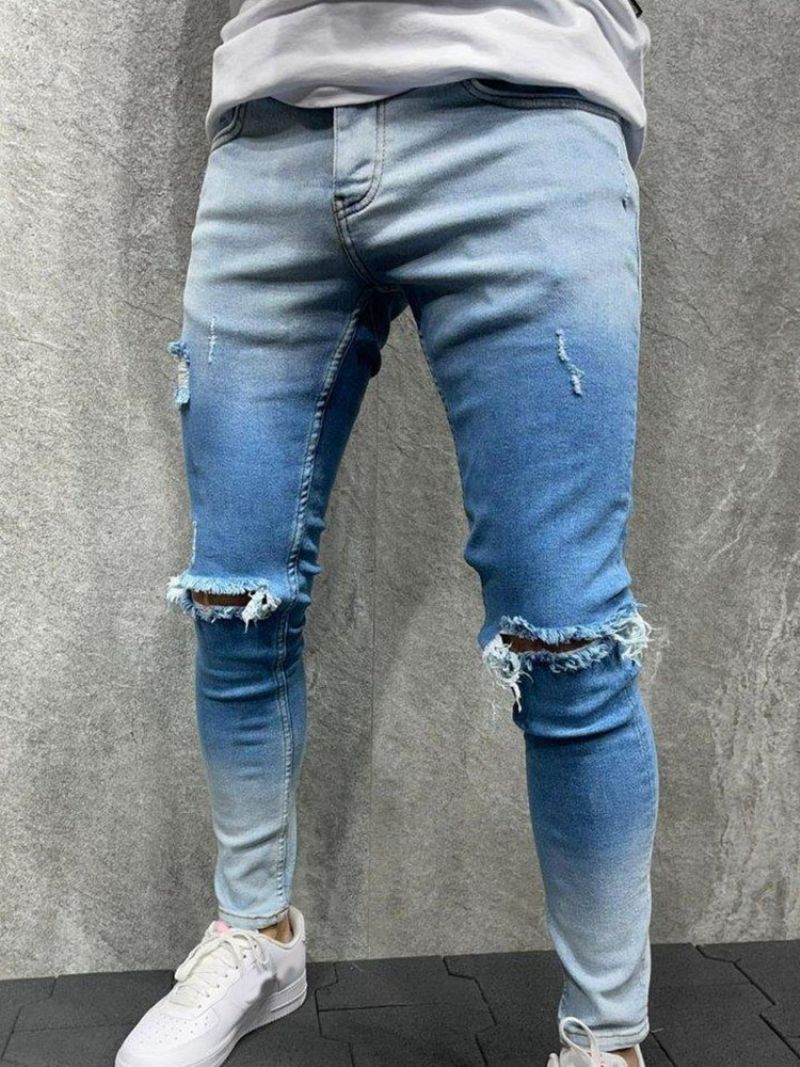 Pencil Pants Gradient Mænds Casual Zipper Jeans