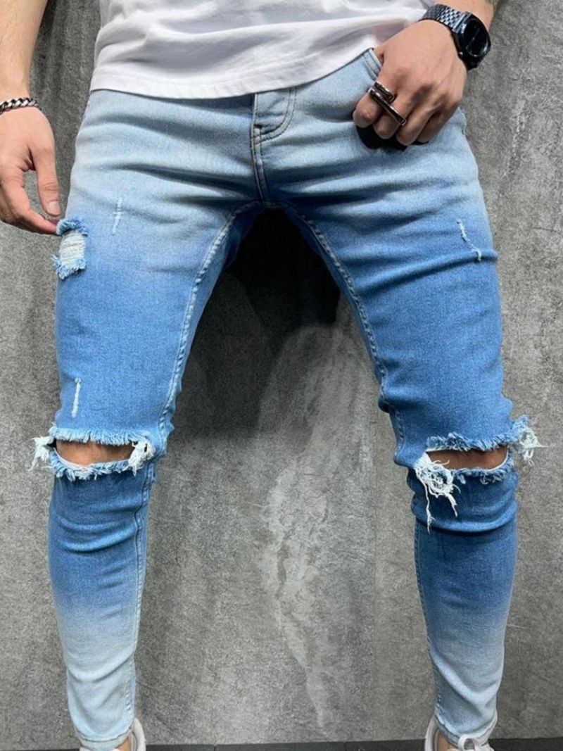 Pencil Pants Gradient Mænds Casual Zipper Jeans