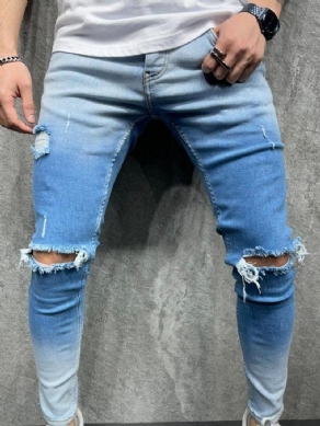 Pencil Pants Gradient Mænds Casual Zipper Jeans