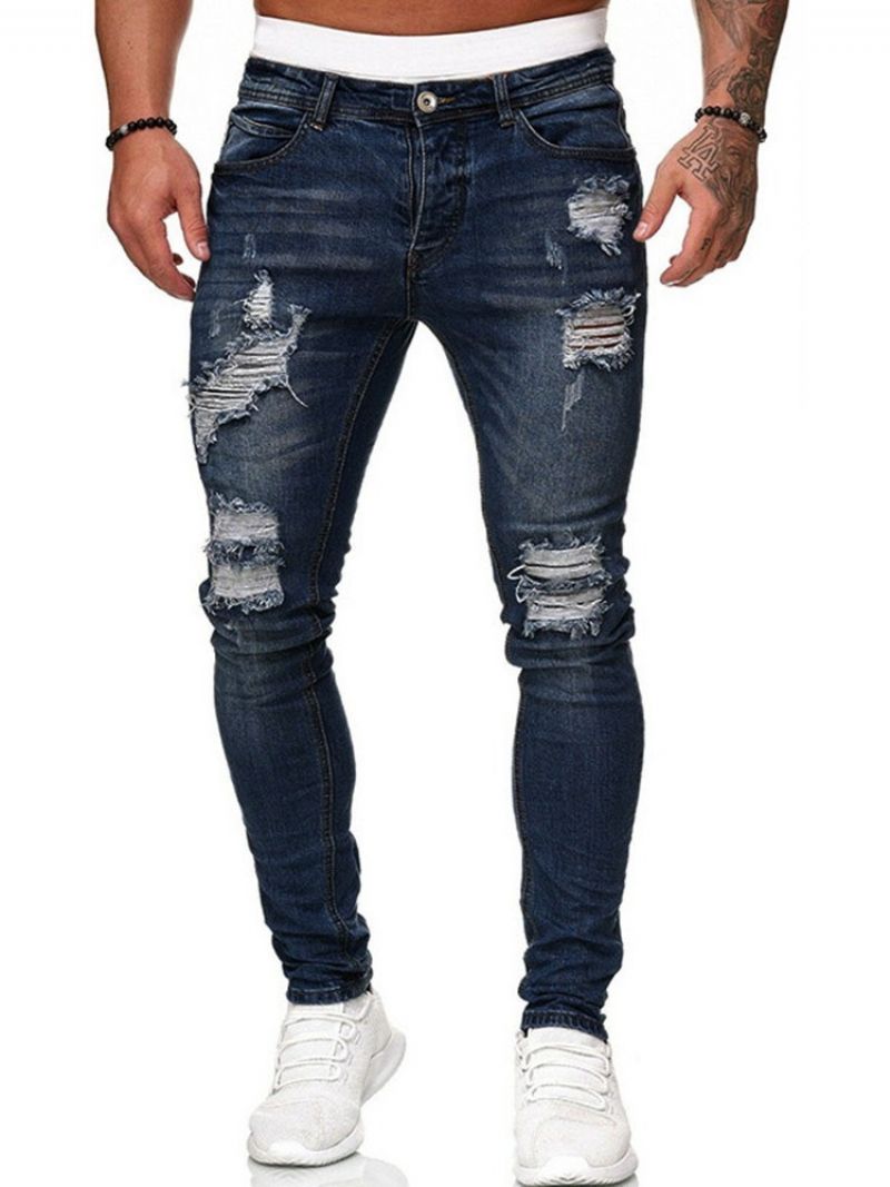 Pencil Pants Hul Mid Waist Lynlås Herrejeans