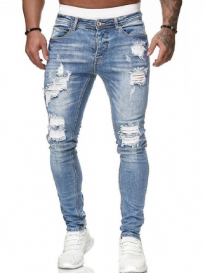 Pencil Pants Hul Mid Waist Lynlås Herrejeans