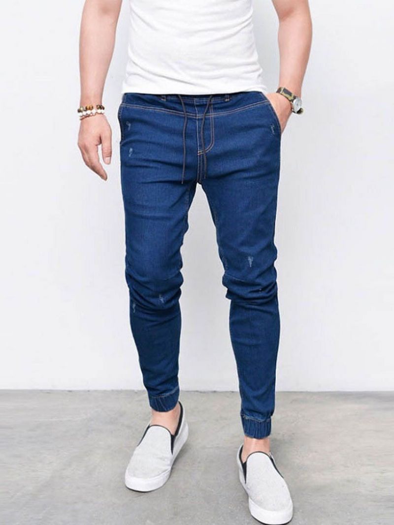 Pencil Pants Plain Pocket Mænds Casual Jeans