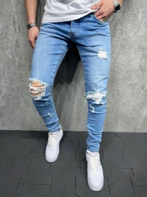 Pocket Pencil Bukser Lynlås Fuld Længde Mænds Casual Jeans